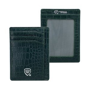 Skórzane etui na karty zbliżeniowe RFID (Zielony, Croco)