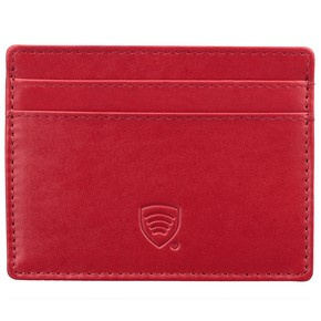 Skórzane damskie etui blokujące karty zbliżeniowe RFID (Czerwony)